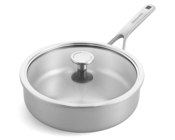 KitchenAid Sauté Pan with Lid Tri-Ply Stainless Steel ø 24 cm / 3.1 Litres - without non-stick coating