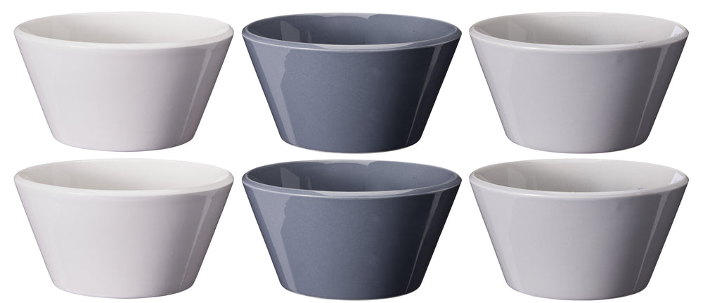 Cookinglife Cuencos para sopa / Cuencos - Siaki Blanco / Azul / Gris ø 14 cm - Porcelana - 6 piezas