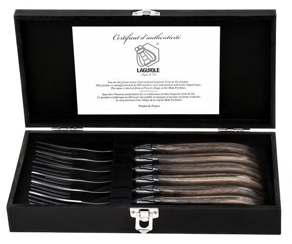 Tenedores para steak Laguiole Style de Vie Luxury Line Madera de olivo - 6 piezas