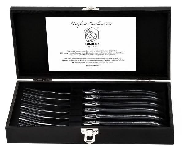Tenedores para steak Laguiole Style de Vie Luxury Line Negro Ébano - 6 piezas