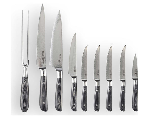 Messermeister Knife Block with Knives Avanta Damascus 10-piece - 67 Layers of Damascus Steel - VG10