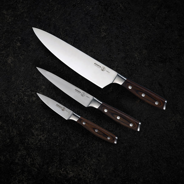 Messermeister Knife Set Avanta Pakkawood 3-piece - Chef's Knife, Utility Knife & Paring Knife