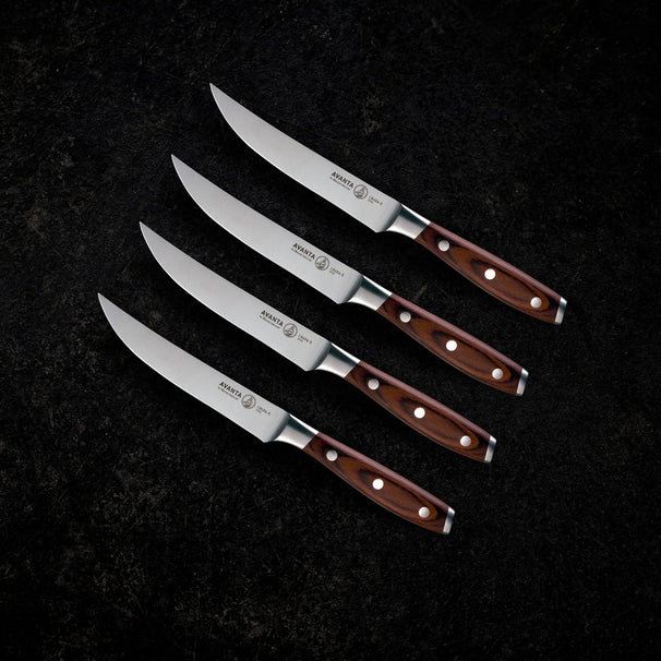 Messermeister Cuchillos chuleteros Avanta Madera Pakka 13 cm - 4 piezas