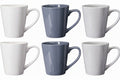 Cookinglife Mugs Siaki - White / Blue / Grey 350 ml - Porcelain - 6 pieces
