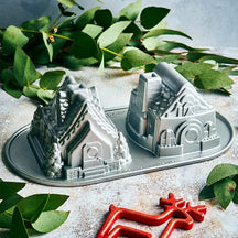 Nordic Ware Cake Pan Gingerbread House Duet Silver - Cast Aluminum - 32 x 17 cm