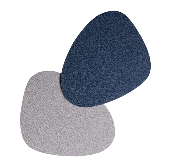 Posavasos - Cuero vegano - Gris / Azul - Orgánico - reversible - 13 x 11 cm - 6 unidades - Cookinglife