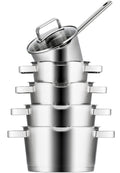Sola Cookware set Diamond 5-piece stainless steel – downdraft suitable – cooking pots Ø 16, 18, 20, 24 cm & saucepan Ø 16 cm – suitable for all heat sources