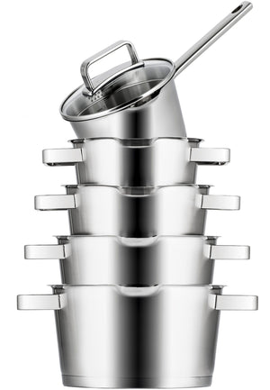 Set de ollas Sola Diamond 5 piezas Acero inoxidable - Compatible con extracción de humos - Ollas ø 16, 18, 20, 24 cm y cazo ø 16 cm - apto para todas las fuentes de calor