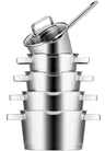 Sola Cookware set Diamond 5-piece stainless steel – downdraft suitable – cooking pots Ø 16, 18, 20, 24 cm & saucepan Ø 16 cm – suitable for all heat sources