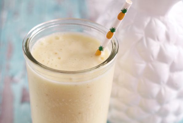 A tropical smoothie with coconut and pineapple