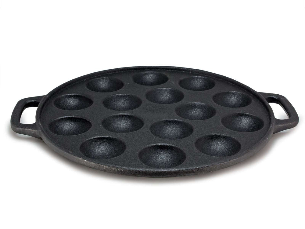 Cookinglife Sartén para poffertjes - Hierro fundido - ø 24 cm - 15 poffertjes - sin revestimiento antiadherente - apto para todas las fuentes de calor