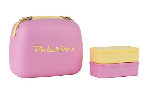 Polarbox Mini Nevera / Bolsa Térmica con 2 Fiambreras - Bubblegum-Yellow - 6 Litros
