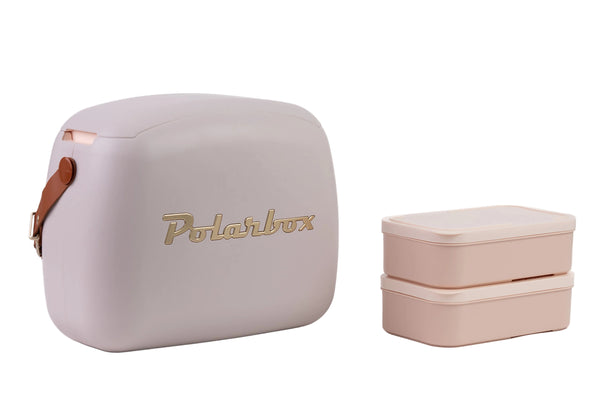 Polarbox Mini Nevera / Bolsa Térmica con 2 Fiambreras - Pearl-Gold - 6 Litros