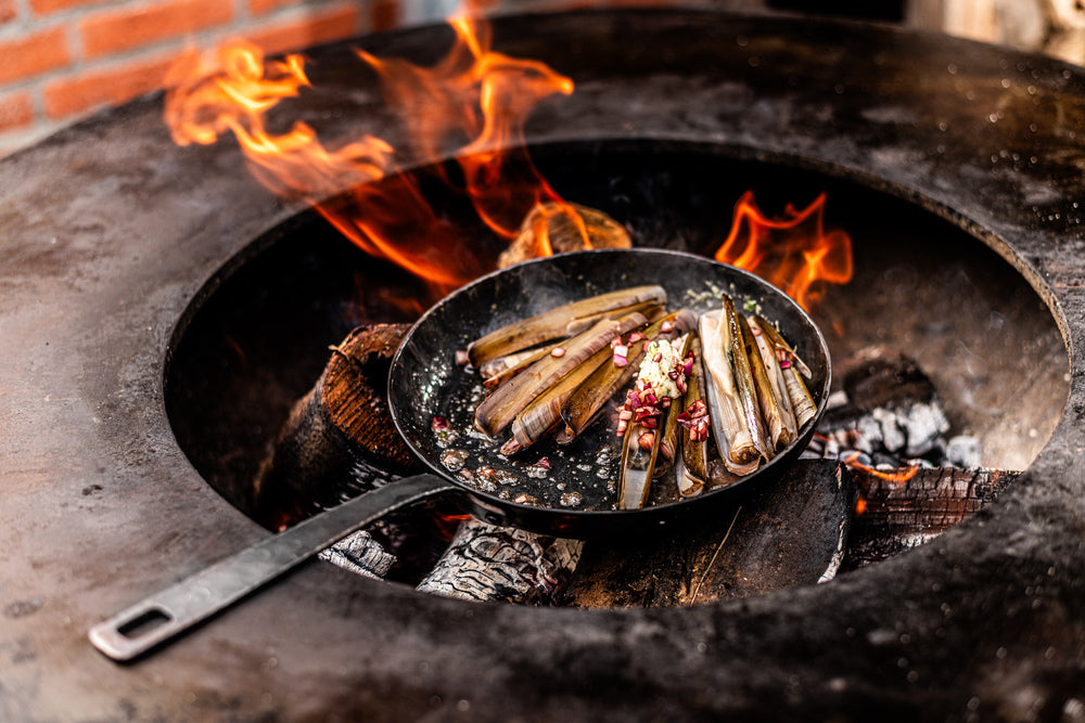 Forged Frying pan carbon steel – suitable for BBQ – Ø 24 cm – suitable for all heat sources