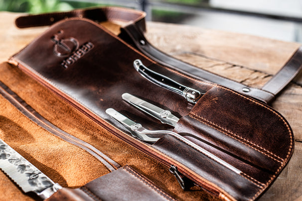 Funda protectora para cuchillos Forged - Para 8 cuchillos - 100% cuero de vacuno pull-up
