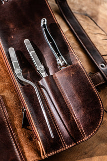 Forged Knife protective cover - Suitable for 8 knives - 100% pull-up cowhide