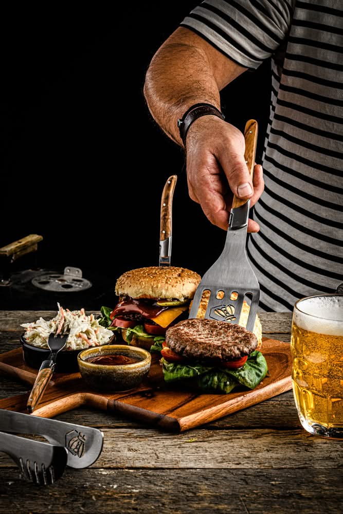 Laguiole Style de Vie BBQ Set Luxury Line - Olive Wood