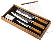 Forged Knife Set Olive - 3 - piece - Chef's knife, Chopper and Universal knife