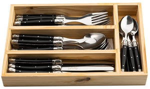 Juego de cubiertos y caja Laguiole Style de Vie - Línea Premium - Negro - 24 piezas / 6 personas