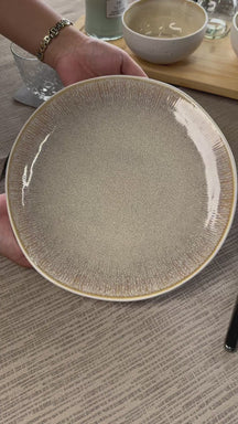Cookinglife Dinnerware Set Nola Sand Reactive Glaze 18-Piece / 6 Persons - 6 Dinner Plates, 6 Breakfast Plates and 6 Bowls
