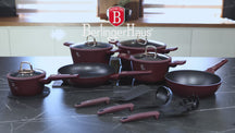 BerlingerHaus Cookware Set Matt Burgundy 11-Piece - Cooking Pot ø 20, 24, 28 cm, Frying Pan ø 24, 28 cm & Saucepan ø 16 cm - Suitable for All Heat Sources