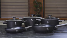 BerlingerHaus Cookware Set Matt Anthracite 7-Piece - Cooking Pot Ø 20, 24, 28 cm, Frying Pan Ø 20 & 24 cm - Suitable for All Heat Sources