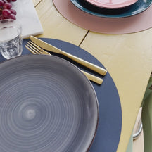 Cookinglife Placemats - Vegan leather - Black - ø 38 cm - 6 pieces