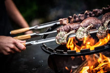 Forged BBQ Skewers Churrasco - Olive Wood / Steel - V - shape - 60cm