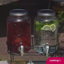 Cookinglife Double Drink Dispenser - with holder - 2 x 4 liters
