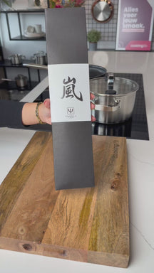 Yaxell Cuchillo Santoku Hana 16.5 cm - Acero inoxidable de 3 capas - mango de madera Pakkah marrón oscuro
