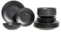 Studio Tavola Dinnerware Set Black Tie - 18 pieces / 6 people - 6 breakfast/dessert plates, 6 deep plates, and 6 dinner plates