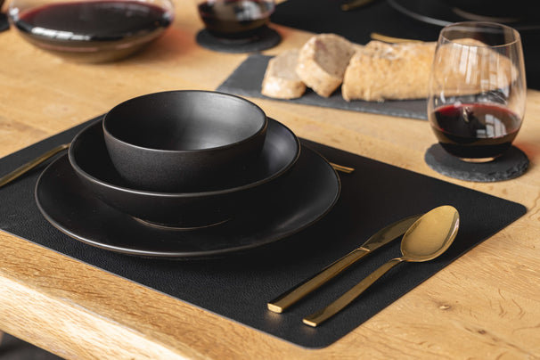 Studio Tavola juego de vajilla Black Tie 18 piezas / 6 personas - 6 platos de desayuno/postre, 6 platos hondos y 6 platos de cena