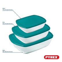 Pyrex Glass Oven Dish Set with Lid Cook & Store 3-piece - 400 ml, 1.1 Liter & 2.5 Liter