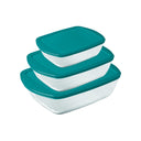 Pyrex Glass Oven Dish Set with Lid Cook & Store 3-piece - 400 ml, 1.1 Liter & 2.5 Liter