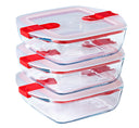 Pyrex Glass Oven Dishes with Lid Cook & Heat 1 Liter - 3 Pieces