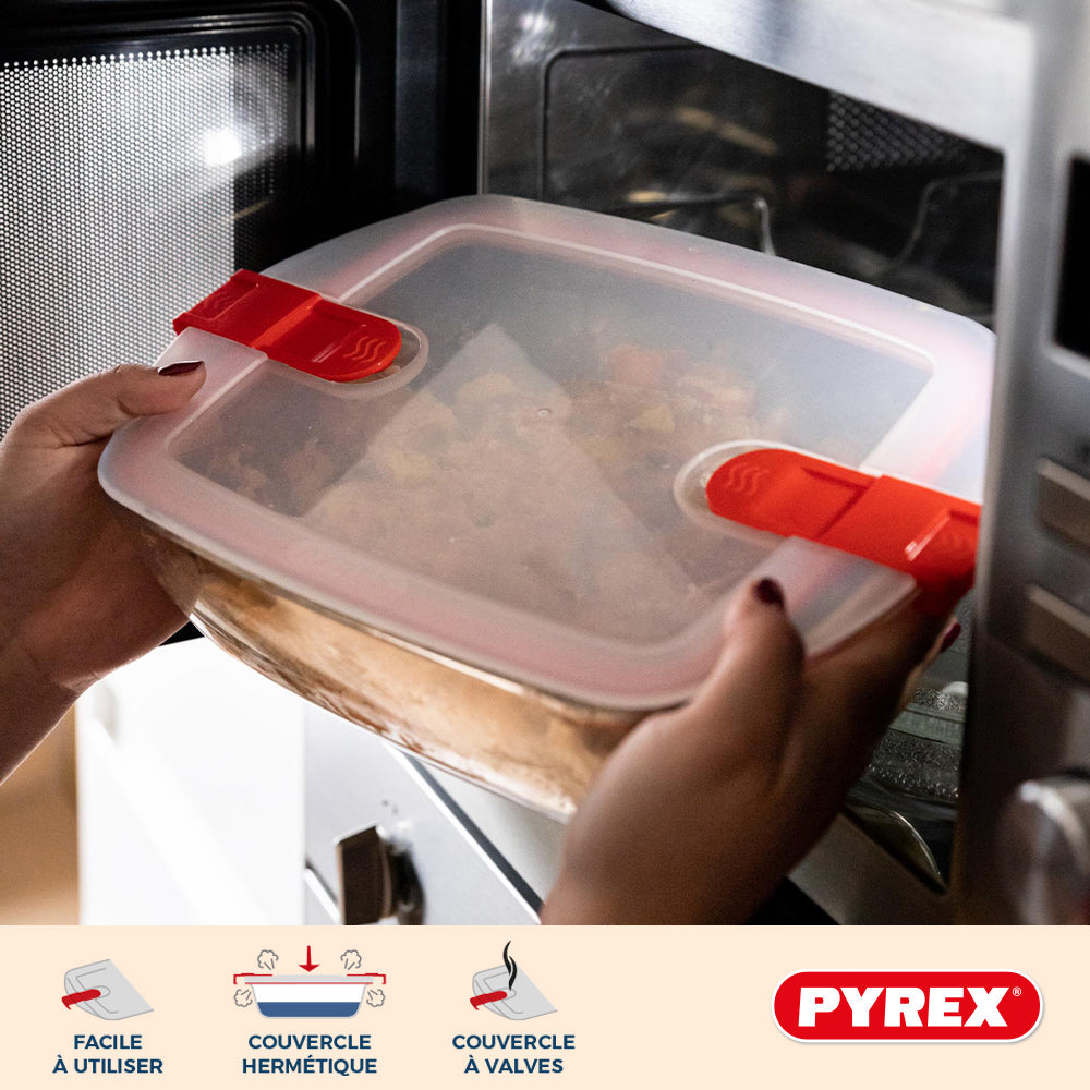 Pyrex Glass Oven Dishes with Lid Cook & Heat 1 Liter - 3 Pieces