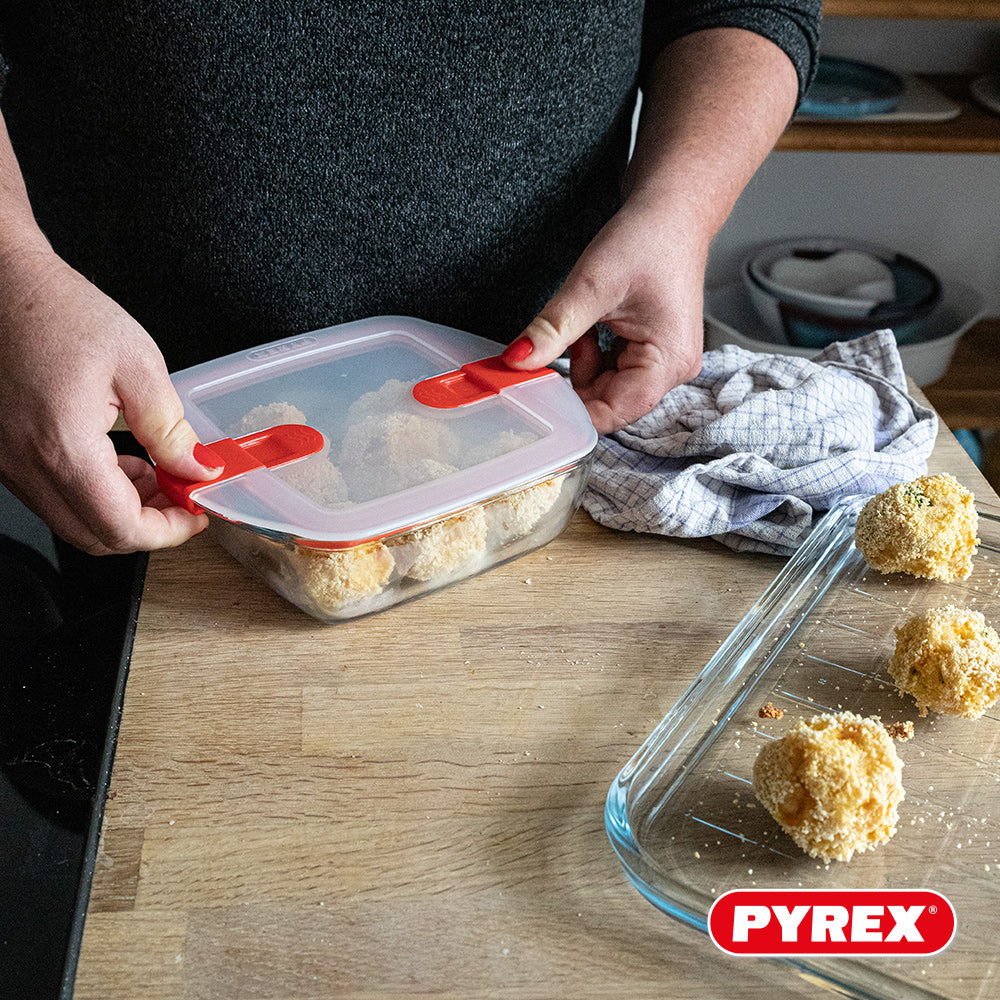 Pyrex Glass Oven Dishes with Lid Cook & Heat 1 Liter - 3 Pieces