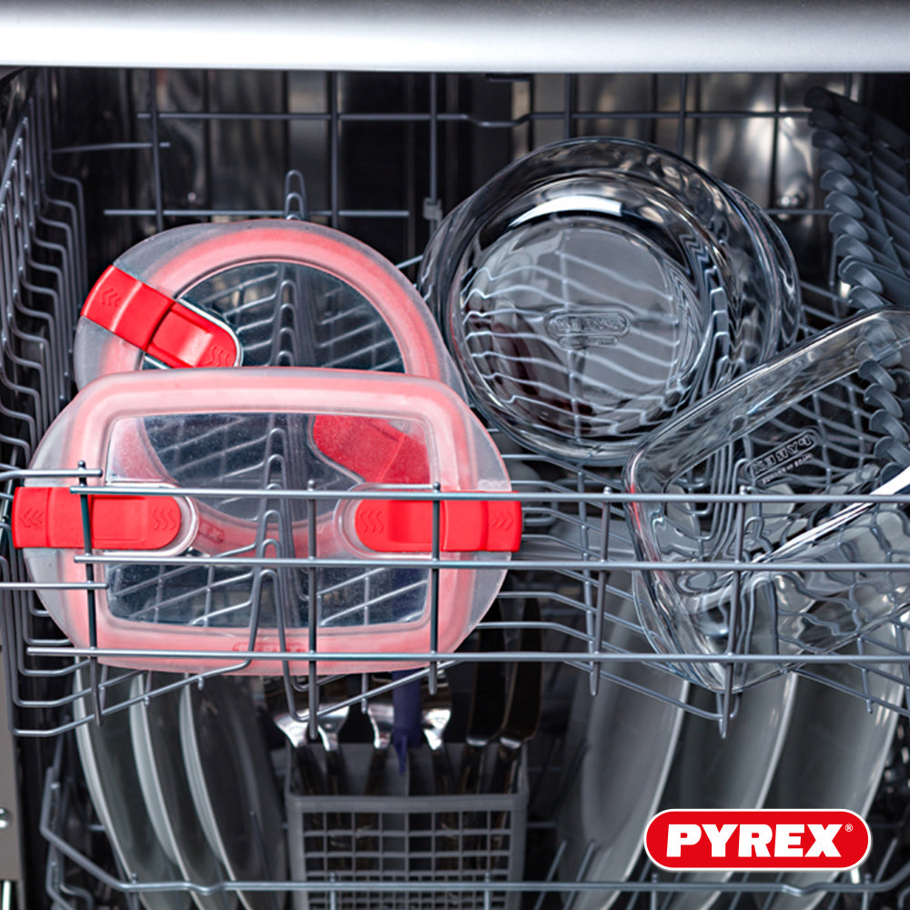 Pyrex Glass Oven Dishes with Lid Cook & Heat 1 Liter - 3 Pieces