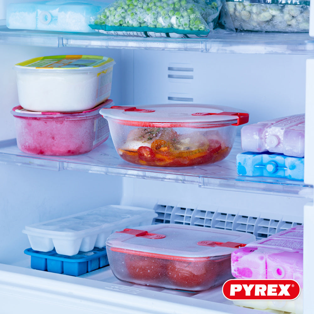 Pyrex Glass Oven Dishes with Lid Cook & Heat 1 Liter - 3 Pieces