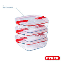 Pyrex Glass Oven Dishes with Lid Cook & Heat 1 Liter - 3 Pieces