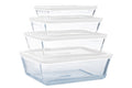 Pyrex Glass Oven Dish Set with Lid Cook & Freeze 4-Piece - 800 ml, 1.5 Liter, 2.6 Liter & 4 Liter