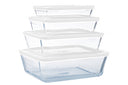 Pyrex Glass Oven Dish Set with Lid Cook & Freeze 4-Piece - 800 ml, 1.5 Liter, 2.6 Liter & 4 Liter