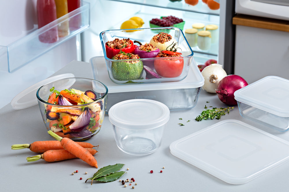 Pyrex Glass Oven Dish Set with Lid Cook & Freeze 4-Piece - 800 ml, 1.5 Liter, 2.6 Liter & 4 Liter