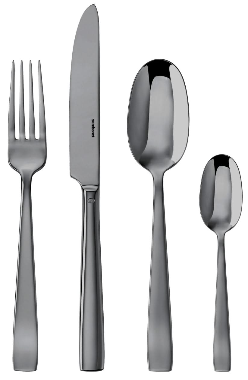 Sambonet Set de cubiertos Flat - Negro - 24 piezas / 6 personas