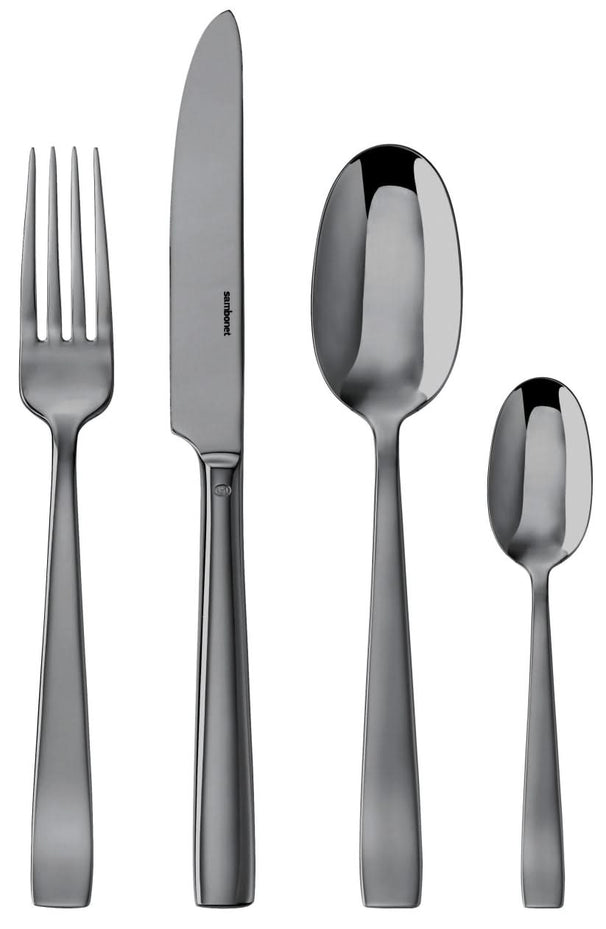 Sambonet Set de cubiertos Flat - Negro - 24 piezas / 6 personas
