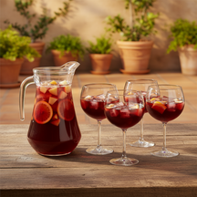Sangria Set - Carafe 1.6 L with 6 Glasses 700 ml, Cocktail Spoon & Ice Cube Tray