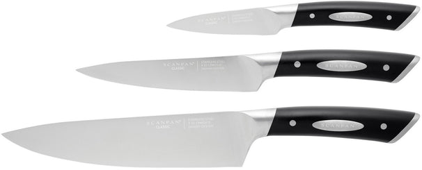 SCANPAN Set de cuchillos Classic 3 piezas - Cuchillo de chef, Cuchillo de oficina & Cuchillo pelador