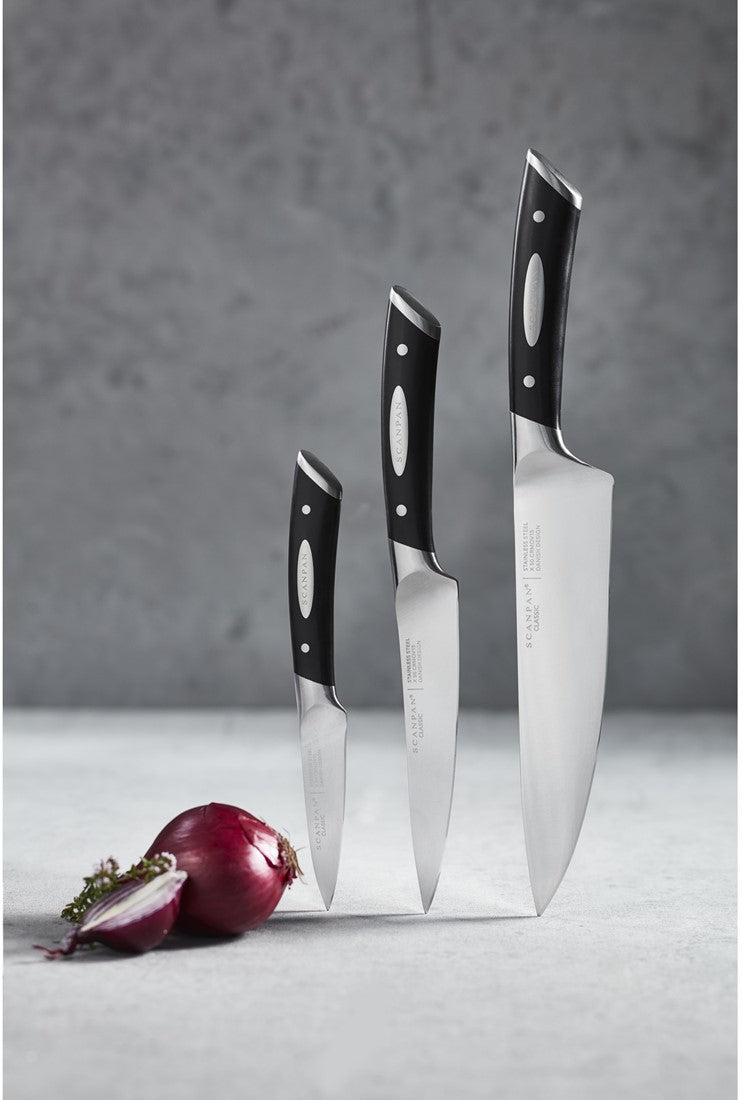 SCANPAN Set de cuchillos Classic 3 piezas - Cuchillo de chef, Cuchillo de oficina & Cuchillo pelador