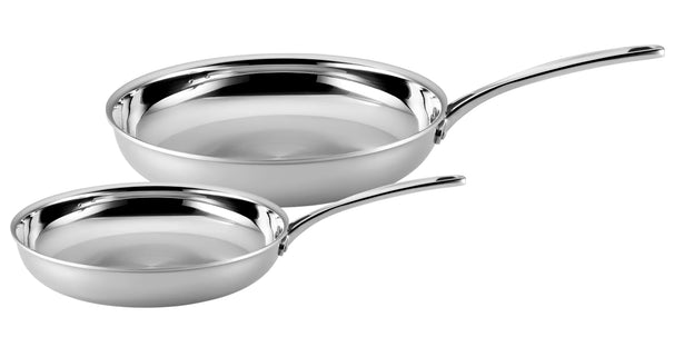 SCANPAN Frying Pan Set Fusion 5 Stainless Steel 2-Piece - ø 24 & 28 cm - suitable for all heat sources - without non-stick coating