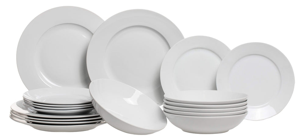 Studio Tavola Dinnerware Set White - 18-piece / 6 people - 6 dinner plates, 6 pasta bowls, and 6 side plates